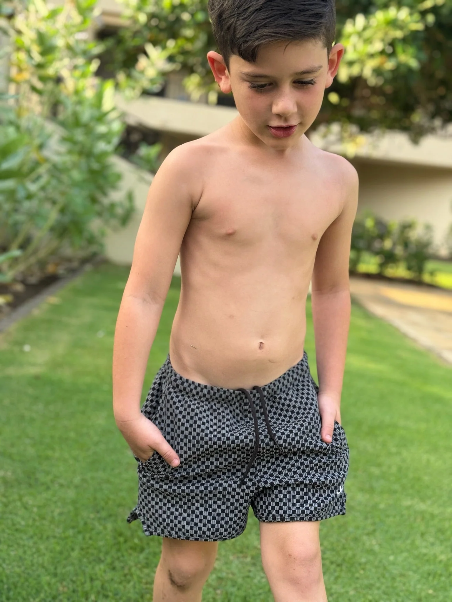 Indy Boy's Swim Trunk - Black Check - Image 2