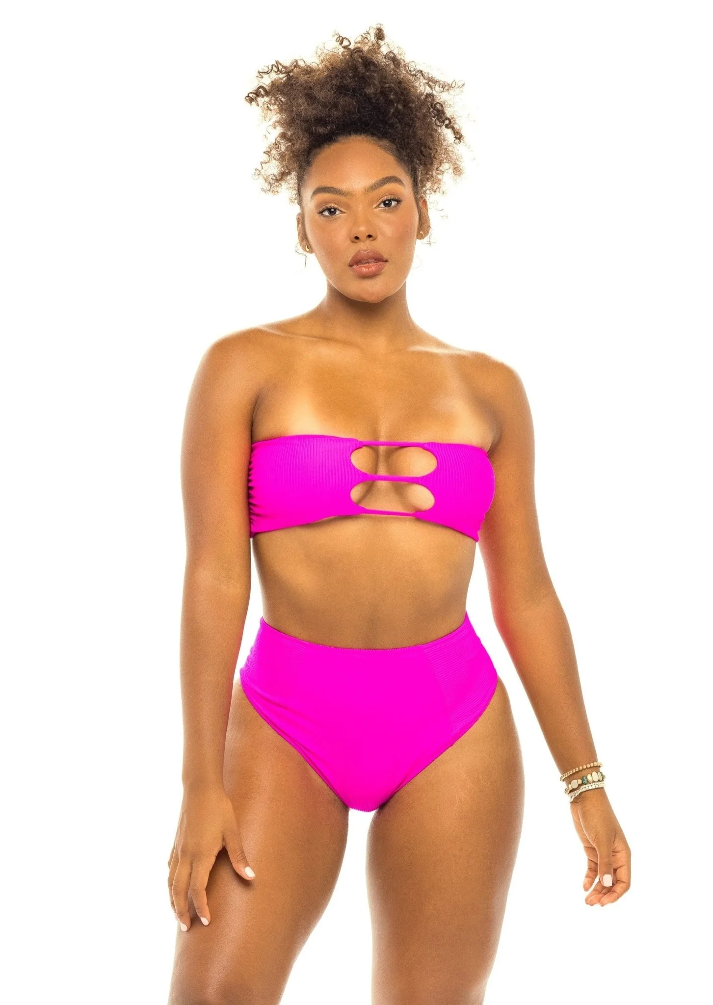 Laguna High Waist Bikini Bottom - Passion Pink - Image 7