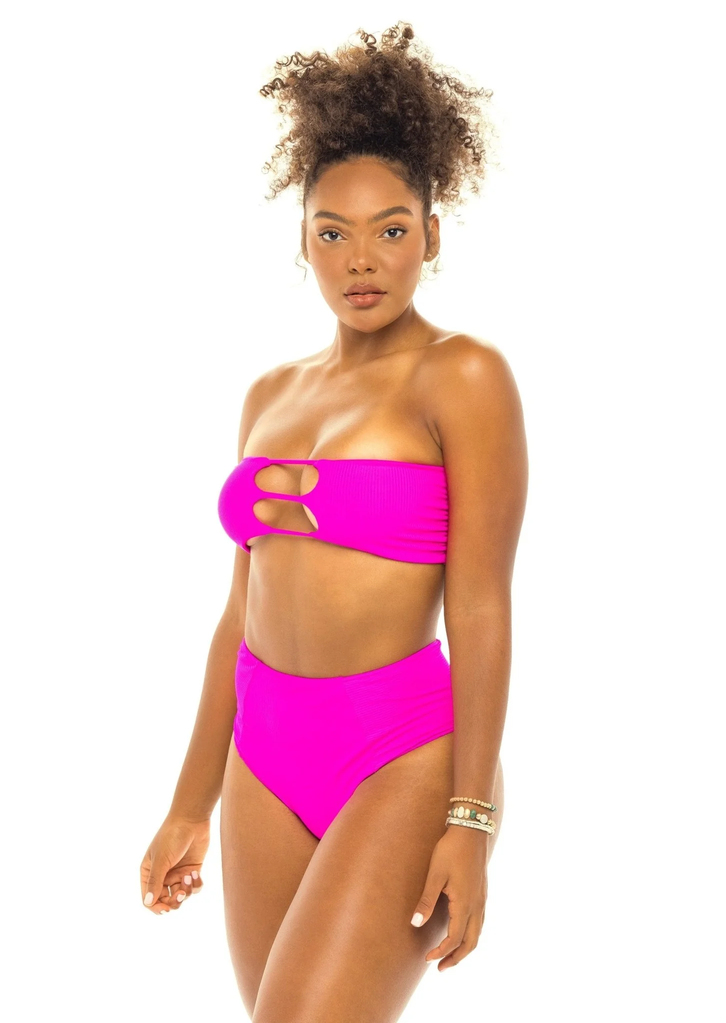 Laguna High Waist Bikini Bottom - Passion Pink - Image 9