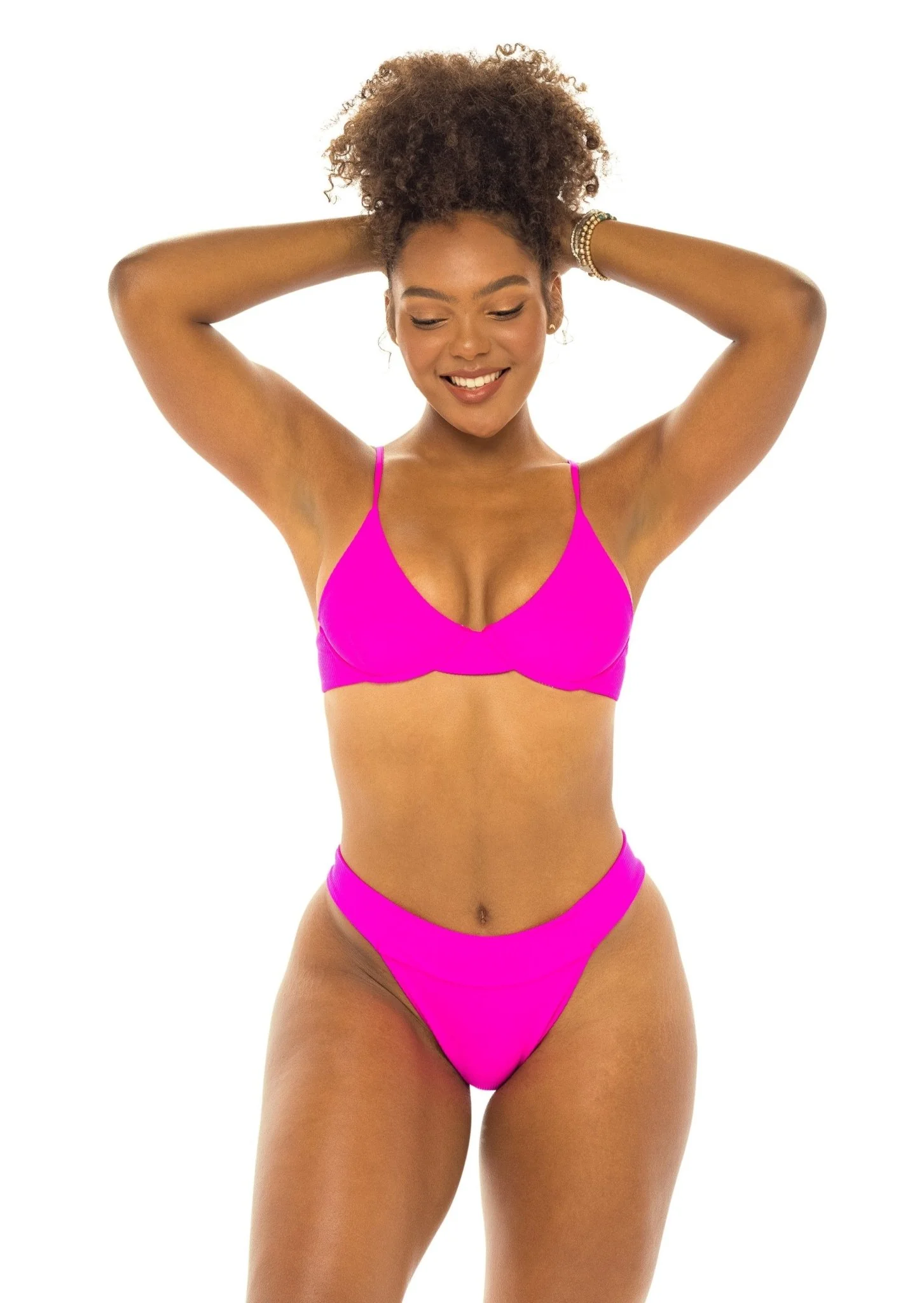 London Banded Cheeky Bikini Bottom - Passion Pink - Image 8